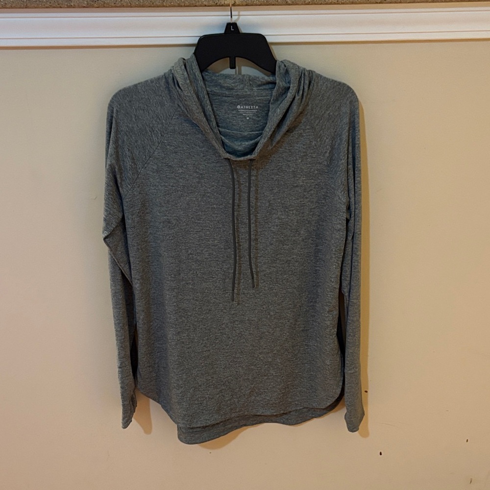 Athleta Gray Cowl Neck Long Sleeve Top